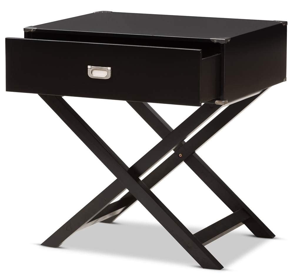 Baxton Studio Curtice Modern And Contemporary Black 1-Drawer Wooden Bedside Table